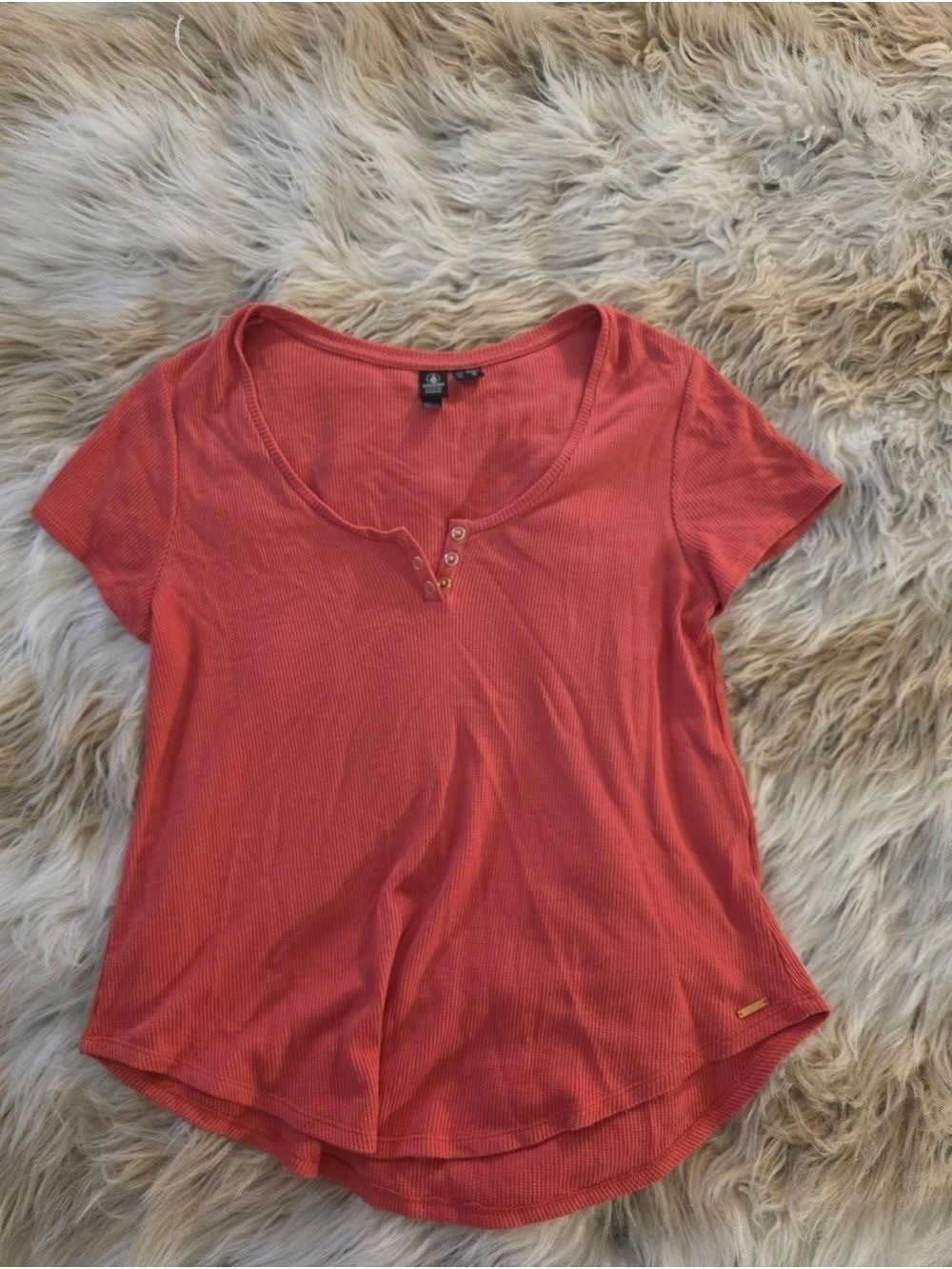 Volcom Ribbed Short Sleeve Henley Top Large - Picture 2 of 6